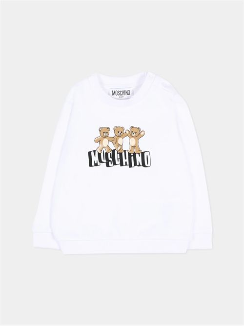 Felpa verde per neonato con Teddy Bear MOSCHINO KIDS | MTF060-LCA89/10101